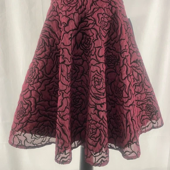 B Darlin fit and flare magenta black short dress floral print, Large,NWT - Picture 3 of 10